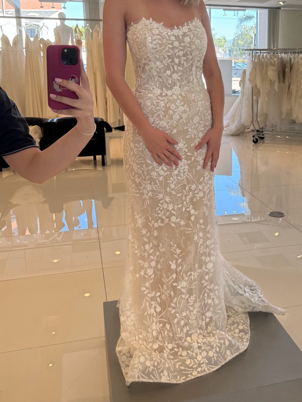 NWOT Strapless Lace Overlay Wedding Dress in Ivory